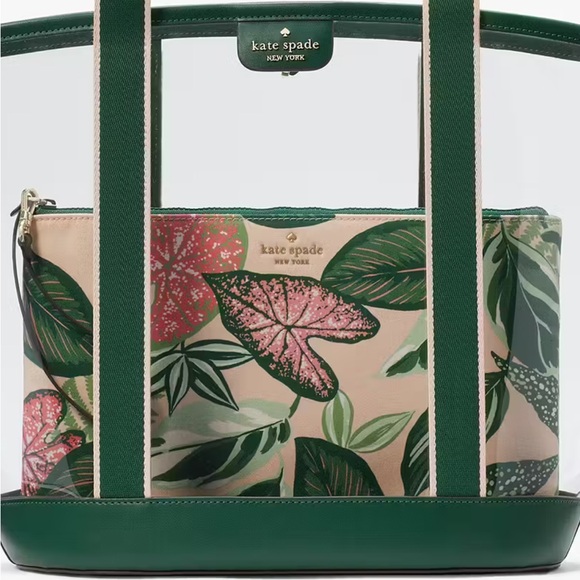 ♠️kate spade Clare See Through Fern Foliage Tote, Green NWT - Picture 3 of 15
